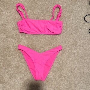 Hollister Hot Pink Ruffled Strap Bikini Set